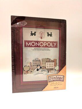 NEW Monopoly Vintage Game Collection Wooden Bookshelf Box